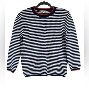 Jasper Conran Striped Cotton Sweater Blue and White Size 12